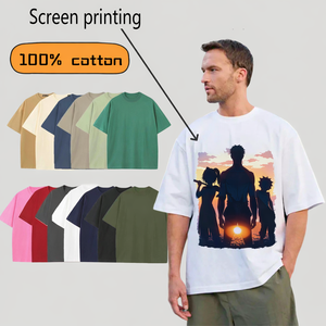 Camiseta con Gráfico de Silueta de Anime Personalizada para Hombre – Camiseta Oversize de Algodón 100% Estilo Urbano, Diseño de Serigrafía, Envío Directo - Product Image 1