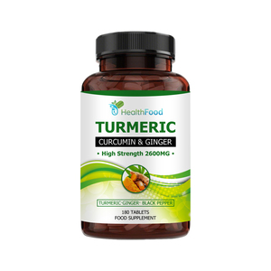 Comprimés de Curcuma et de Gingembre de Haute Qualité avec Racine de Curcuma et Poivre Noir pour une Absorption Améliorée, Comprimés à Haute Concentration - Product Image 1