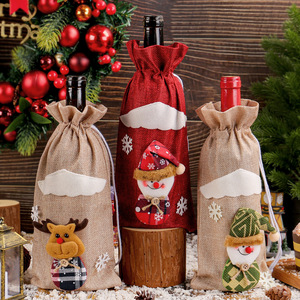 <span class=keywords><strong>Buon</strong></span> <span class=keywords><strong>natale</strong></span> in lino Santa Doll copertura della bottiglia di vino per le vacanze Hotel tavolo da pranzo cartone animato 3D Bundle Soft Mouth Bag - Product Image 5