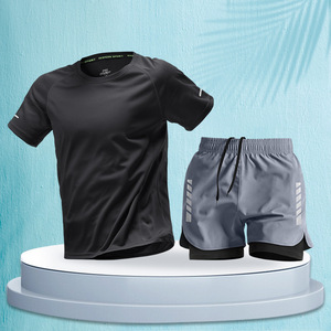 Combinaison de sport pour hommes, ensemble short à manches courtes à séchage rapide, pour entraînement de marathon, tenue décontractée - Product Image 3