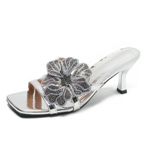 2666 Nuevas Sandalias de Tacón Alto con Flores de Diamantes para Mujer, Estilo Europeo y Americano, Versátiles, Sexys y Elegantes - Product Image 6