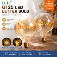 Ampoule LED Edison en verre ambré transparent en forme de lettre G125 LOVE personnalisable pour la décoration festive