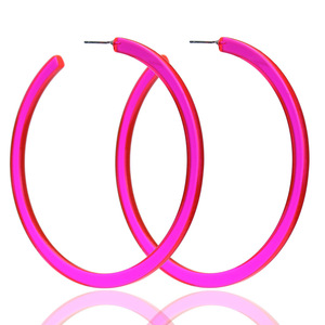 Fluorescent Acrylic <strong>Large</strong> <strong>Hoop</strong> Earrings Neon Color Summer Statement Earrings <strong>Hoop</strong> for Beach Party Club - Product Image 5