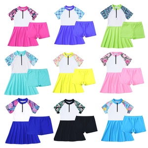 4-14 2pcs Kids Girls Swimming Suit Dress With Shorts Set Beach Swimwear Maillots de bain pour les sports nautiques Vacation Pool Water Park - Product Image 2