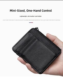 Men's Minimalist New Design Zip Coin Pocket Genuine Leather <b>Wallet</b> RFID Slim Card <b>Holder</b> Credit Card 5mm Thick 20g Lightweight - Product Image 3