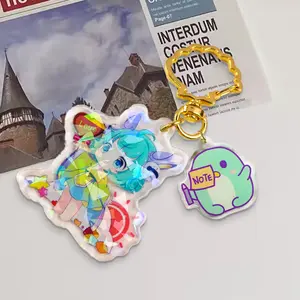 Plastic key chain custom hologram anime acrylic keychain diy uv print custom bag hanging ornaments
