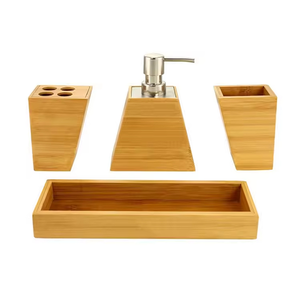 Ensemble distributeur <span class=keywords><strong>de</strong></span> savon à vaisselle moderne <span class=keywords><strong>en</strong></span> bambou deux pièces, design étanche et écologique, accessoires <span class=keywords><strong>de</strong></span> salle <span class=keywords><strong>de</strong></span> <span class=keywords><strong>bain</strong></span> – Vente directe usine - Product Image 3