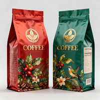 Sachet Doypack à fond plat, imprimé sur mesure, résistant à l'humidité, refermable, avec fermeture éclair, scellé sur huit côtés, pour bonbons, café et protéines de lactosérum