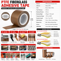 Ruban adhésif en téflon PTFE et fibre de verre, résistant à la chaleur, antiadhésif, pour scelleuses de sacs polyvalents et lignes de film rétractable, pour la vente en gros