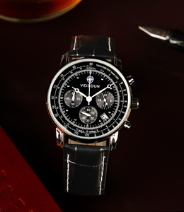 <span class=keywords><strong>Montre</strong></span> en cuir pour <span class=keywords><strong>homme</strong></span> <span class=keywords><strong>personnalisable</strong></span> de luxe, boîtier rond, cadran de 42 mm, charme unique et boîte - Product Image 3