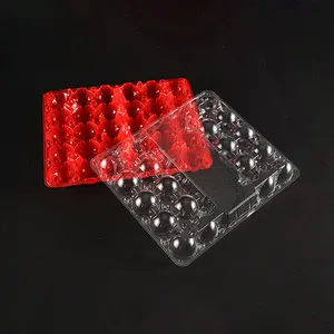 30 Löcher Roter Kunststoff Klare Verpackungs boxen Hühnereier Verpackung Vorrats behälter Tablett für Hühnereier