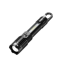 Lampe torche LED rechargeable par USB Affichage numérique de puissance Zoom télescopique Lampe de poche tactique multifonctionnelle pour l'extérieur avec corps en ABS
