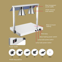 Station de lampe de réchauffement alimentaire en acier inoxydable Lampe de réchauffement alimentaire infrarouge Chauffage bidirectionnel haut et bas pour buffet Double tête