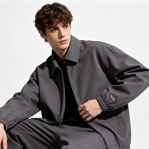 Veste en jean vintage en toile, style workwear japonais, col pointu, poignets élastiques, coupe ample, coupe-vent, imperméable, streetwear décontracté pour le quotidien - Product Image 3