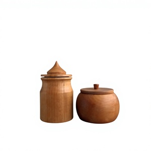 Recipientes de Madera para Almacenamiento de Alimentos con Tapas Abatibles, Hechos a Mano, Herméticos, Aptos para Calentar y Lavavajillas, Frascos para Especias de Diseño Clásico para Cocina - Product Image 2