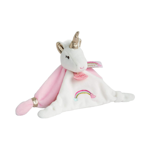 DOUDOU ET COMPAGNIE 20 cm Rose/Blanc/Or Carré Licorne Doudou Tout Doux Bébé Literie <span class=keywords><strong>Naissance</strong></span> Cadeau Idée Perdu Doudou Garantie - Product Image 1