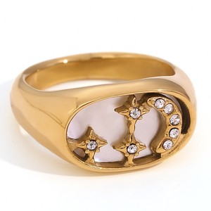 Moda europea y americana, diseño de nicho, combinación de anillo de acero de titanio retro, chapado en acero inoxidable con oro de 18 quilates, microincrustaciones - Product Image 6