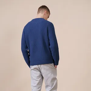 Người Đàn Ông Phong Cách Cổ Điển Dày Crewneck Rắn Dệt Kim Áo Thun Jumper Áo Sơ Mi Người Đàn Ông Của Hàng Dệt Kim Áo Len Tops Len Mồ hôi