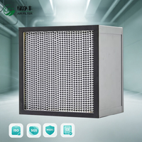 Filtre HEPA H13 H14 résistant aux hautes températures, à cadre en aluminium, plissé profond, pour la fabrication de salles blanches semi-conductrices