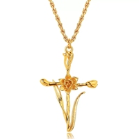 MECYLIFE Collier Fleur des 12 Mois, Pendentif Fleur de Naissance Croix, Chaîne O, Accessoires Collier Halloween