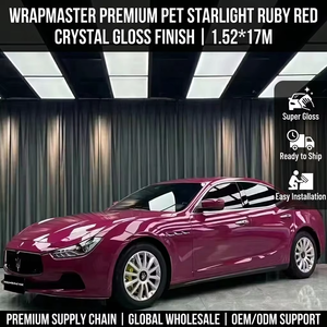 ฟิล์มหุ้มรถยนต์ <span class=keywords><strong>WRAPMASTER</strong></span> สีแดงทับทิม Starlight ขนาด 1.52*18 เมตร เงา PET ขายส่ง - Product Image 1