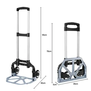 Carrinho de mão dobrável e carrinho de bagagem para serviço pesado com alça telescópica e rodas de PVC, capacidade de 154 lb