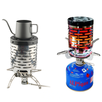 Poêle de camping portable en acier inoxydable avec couvercle chauffant, mini chauffage infrarouge pour équipement de survie hivernal