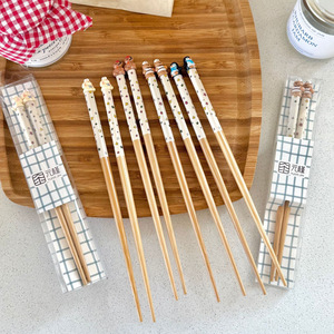 Palillos de bambú con diseño de animales de dibujos animados, forma redonda, cubiertos para el hogar, regalo para adultos - Product Image 3