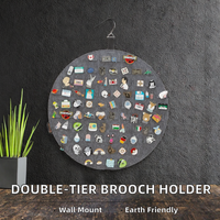 Organisateur mural moderne à double niveau en tissu pour 76 épingles, écologique, gris, pour salon