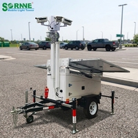 SORNNE Système de sécurité CCTV mobile sur remorque solaire 9M avec caméra 4G et panneau solaire