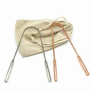 Nettoyant de langue en cuivre pur réutilisable, grattoir de langue avec poignée, soins bucco-dentaires ayurvédiques - Product Image 1