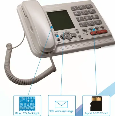 Cord Wire recording phone With TF Card Landline Telephone Set