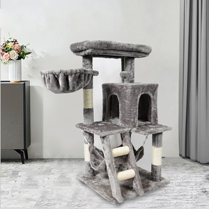 Venta directa de fábrica: Árbol rascador para gatos gris con nido y rascador, ideal para gatos. - Product Image 5