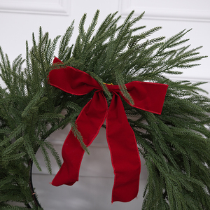 Handmade Norfolk Pine <b>Plastic</b> Christmas Wreath with Soft Material Feeling Pine Needles - Product Image 4
