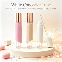 ISMAN Flacon compte-gouttes correcteur 5 ml avec pipette transparente, bouchon rose doré, enveloppe en plastique rose nude et blanc, vide, pour cosmétiques, vente en gros