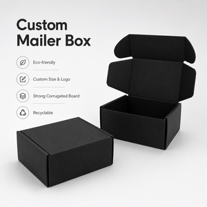 Premium <b>Black</b> Recycled Materials Mailing <b>Boxes</b> with Matt Lamination & Embossing Custom Made for Clothing & <b>Gift</b> Packaging - Product Image 2