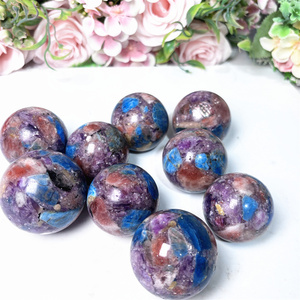 Sfere di Cristallo Curative Feng Shui in <span class=keywords><strong>Apatite</strong></span> <span class=keywords><strong>Blu</strong></span> Lucidata con Mica Viola e Pietra del Sole, Vendita all'Ingrosso Kindfull - Product Image 6