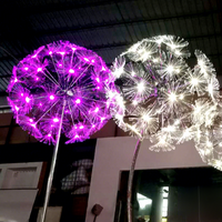 Personnalisé RGB Fibre Optique Fleur Pissenlit Décoratif Festival Lumière 60cm Dia IP65 PVC pour Extérieur Intérieur Décorations de Noël