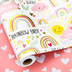 กระดาษห่อของขวัญลายเมทัลลิกฟอยล์สีรุ้ง ขนาด 17x33 ฟุต สำหรับห่อของขวัญเด็กผู้หญิงในงานเลี้ยงฉลองเบบี้ชาวเวอร์ - Product Image 1