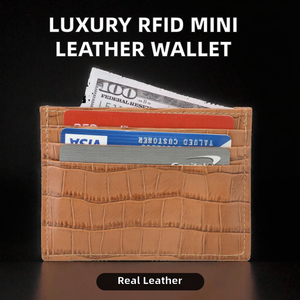 ที่ใส่บัตรขนาดเล็กแบบป้องกัน RFID ลายจระเข้ พร้อมโลโก้ปั๊มนูน - Product Image 2