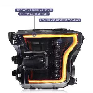 Pour les phares <span class=keywords><strong>Ford</strong></span> <span class=keywords><strong>Raptor</strong></span> F150 2015-2020-Édition américaine-Modifié avec des diodes électroluminescentes-4 lentilles-Phares F150 - Product Image 2