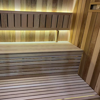 Cabine de sauna extérieure électrique en bois massif moderne, grande taille, type Tiny House, avec fenêtre en verre, poêle 12KW, fonction vapeur, vente en gros