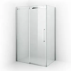 Cabine de chuveiro deslizante de vidro temperado tipo plana para banheiro com porta dobrável