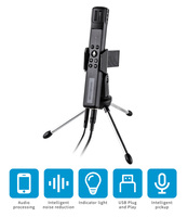 Microphone à condensateur filaire USB pour conférence Lane M8, nouveau design, avec support d'accessoires en ABS et alliage d'aluminium noir, environ 2 m