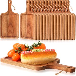 Logo Custom Acacia Solid <strong>Wood</strong> Cutting Board Chopping Board Tray Fruit Pizza Kitchenware Wooden <strong>Plate</strong> with Handle Lanyard - Product Image 1