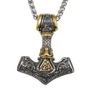 Collier pendentif Marteau de Thor Viking en acier inoxydable gravé avec nœud celtique de la Trinité pour homme, bijoux vintage punk biker audacieux et rétro - Product Image 4