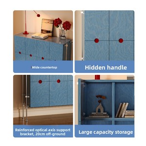 Credenza a doppia anta <span class=keywords><strong>in</strong></span> <span class=keywords><strong>legno</strong></span> <span class=keywords><strong>massello</strong></span>, stile nordico italiano, senza vernice, per soggiorno, sala da pranzo o studio - Product Image 4