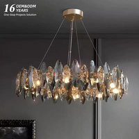 Lustre suspendu contemporain en cristal, éclairage à économie d'énergie, angle de faisceau 360°, lumière blanc chaud pour l'éclairage de villas et de salons - Vente chaude