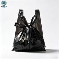 Sac poubelle noir en plastique HDPE imprimé en héliogravure, recyclable, haute résistance, personnalisé, de qualité alimentaire, à soufflets latéraux, avec poignée, pour supermarché