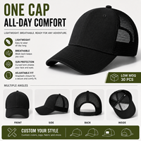 Ademend outdoor 6-panel mesh petje met katoenen voorkant, verstelbare gebogen klep, zonbescherming, op maat gemaakte pet